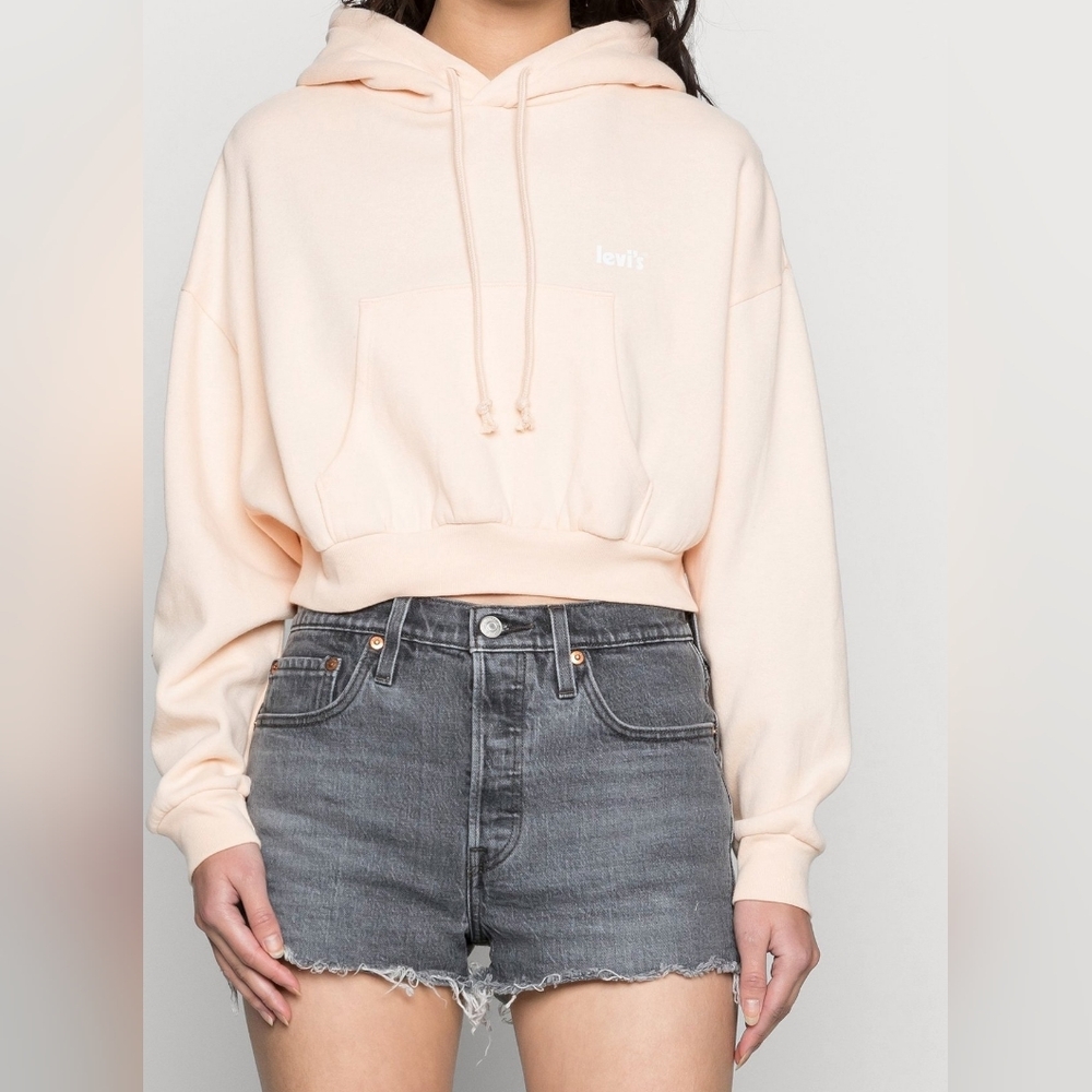 Levi's. Cropped Logoed Drawstring Hoodie. Size Small.